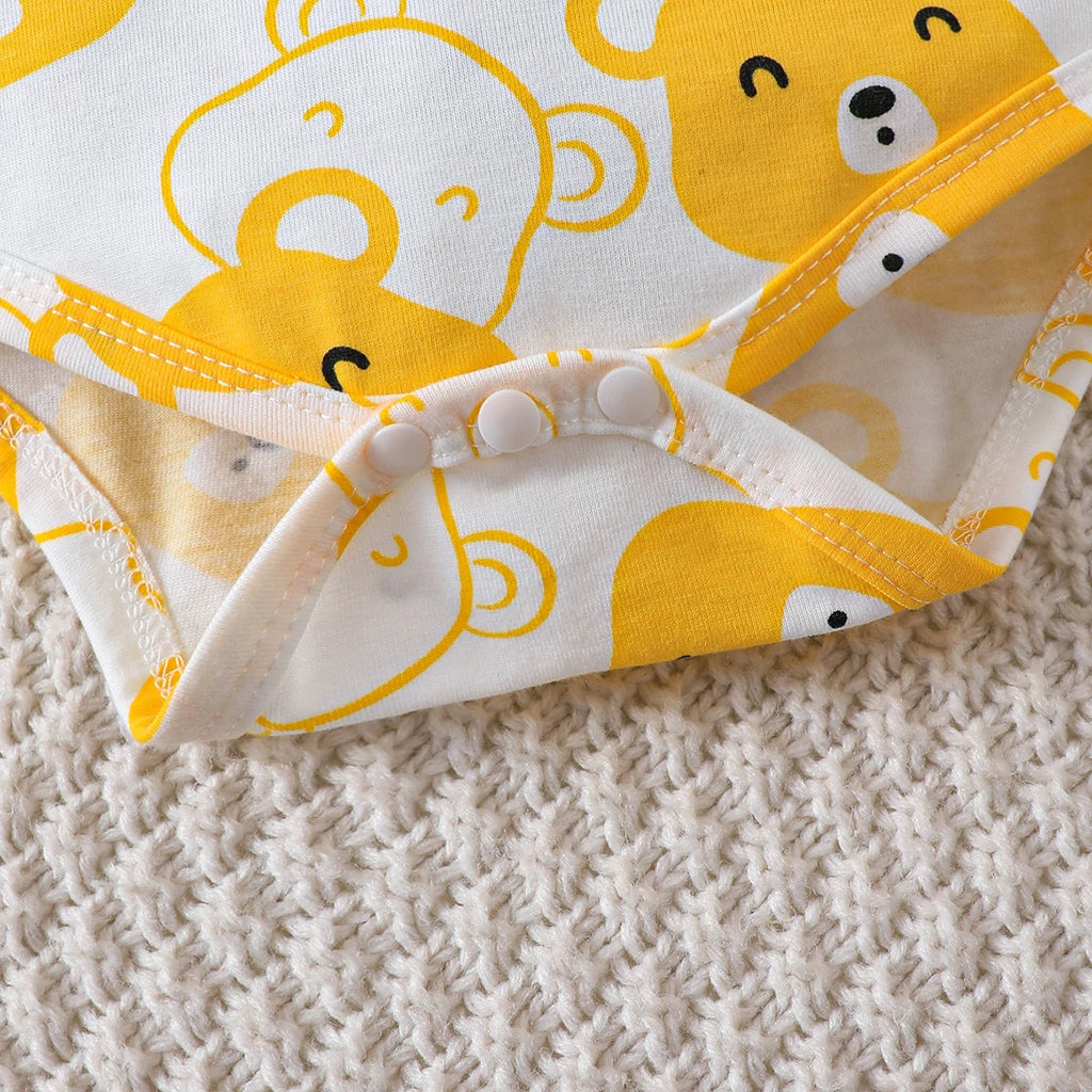 0-9 Months Baby Boy Set Little Bear Long Sleeve Bodysuit+Pants+Hat+Socks 4pcs/Set Baby Spring Autumn clothing Newborn